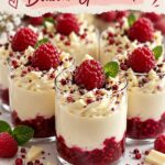 Mousse chocolat blanc et framboise dans un joli dessert