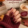 Manucure élégante avec des ongles bordeaux brillants, parfaits pour l'automne.