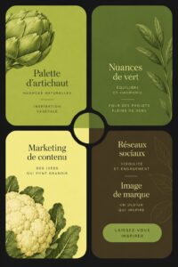 Palette de couleurs artichaut avec différentes nuances de vert dans un intérieur élégant