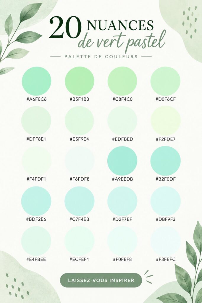 Palette de couleurs pastel vert pour la décoration intérieure
