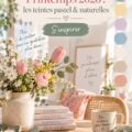 Palette pastel tendance pour le printemps 2026 avec des teintes douces et lumineuses.