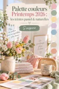 Palette pastel tendance pour le printemps 2026 avec des teintes douces et lumineuses.
