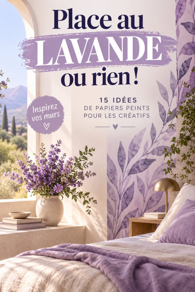 Un salon décoré avec un papier peint lavande tendance.