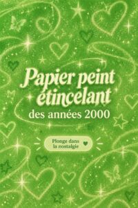 Un intérieur décoré avec du papier peint scintillant des années 2000 à l'ambiance vintage.
