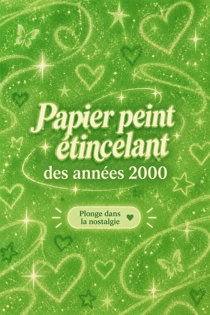 Un intérieur décoré avec du papier peint scintillant des années 2000 à l'ambiance vintage.