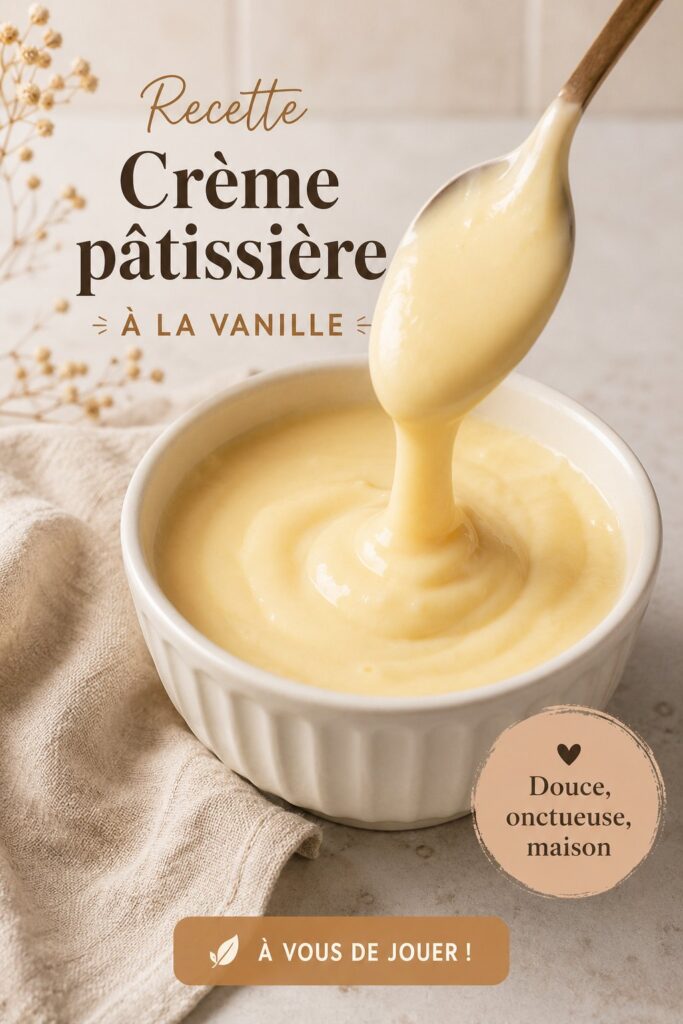 Crème pâtissière maison à la vanille dans un bol en verre