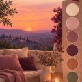Ambiance romantique avec une palette de couleurs crépusculaires