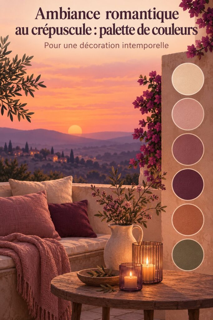 Ambiance romantique avec une palette de couleurs crépusculaires