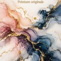 Œuvre d'art abstrait avec motif marbré, ajoutant une touche contemporaine à la déco