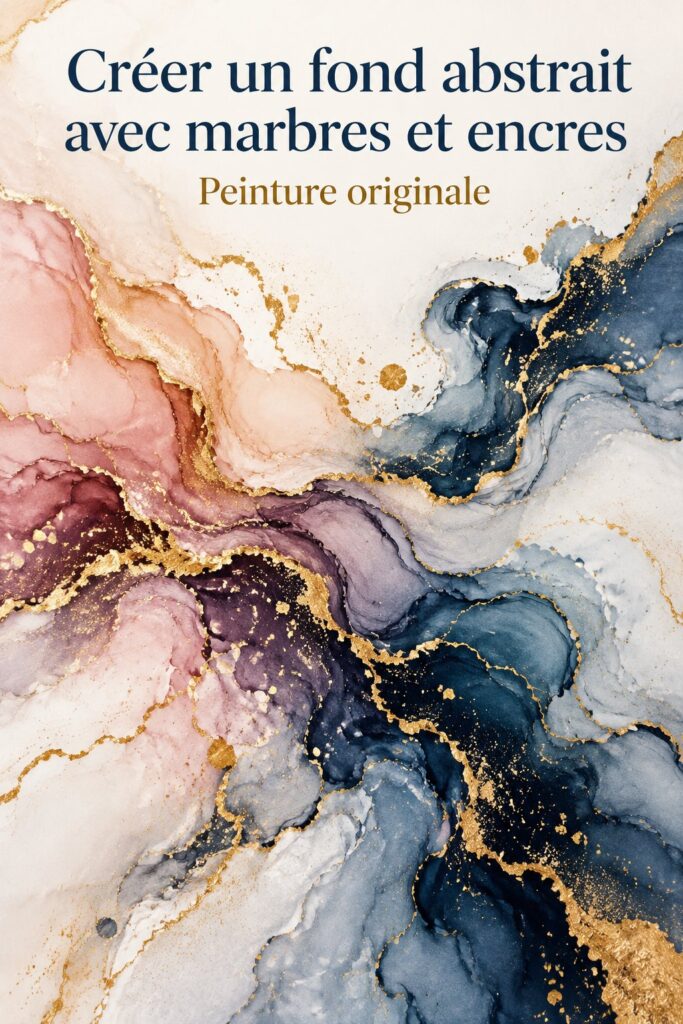 Œuvre d'art abstrait avec motif marbré, ajoutant une touche contemporaine à la déco