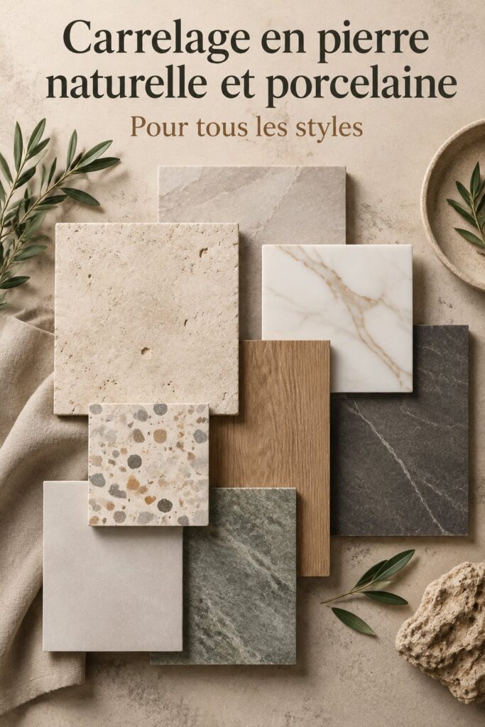 Carreaux en pierre naturelle au design moderne dans un intérieur lumineux.