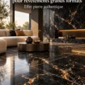 Exemple de carrelage noir et marbré doré pour un intérieur élégant.