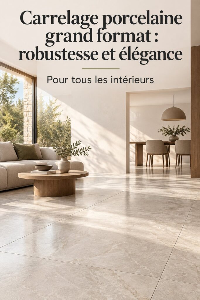 Carrelage en porcelaine grand format dans un intérieur moderne et élégant.