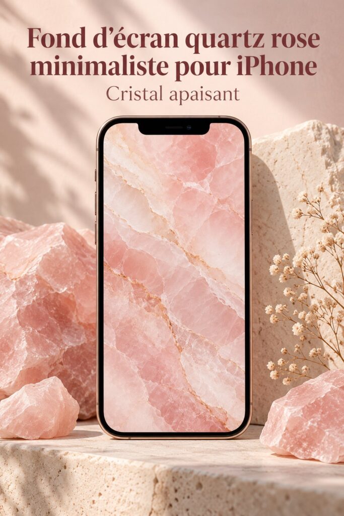 Fond d'écran minimaliste quartz rose pour iPhone, apportant douceur et élégance.