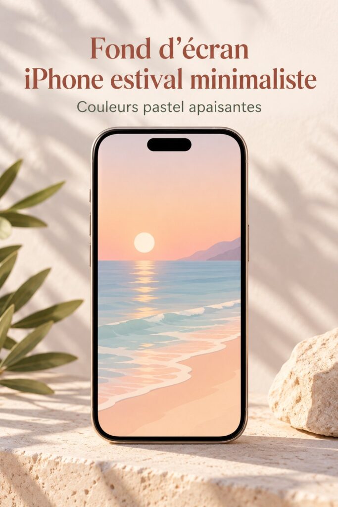 Fonds d'écran minimaliste estival pour iPhone affichant des couleurs douces et lumineuses.