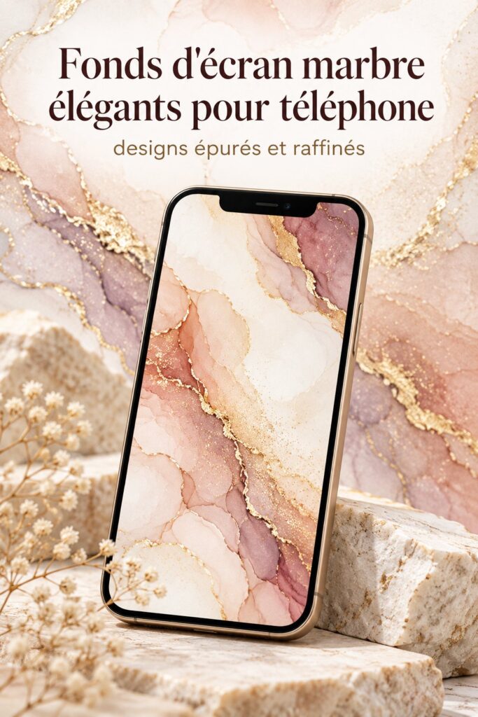 Fonds d'écran marbré élégant pour smartphone avec des nuances de gris et rose