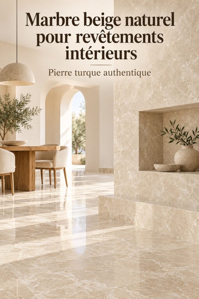 Marbre beige Burdur mettant en valeur une décoration intérieure élégante.