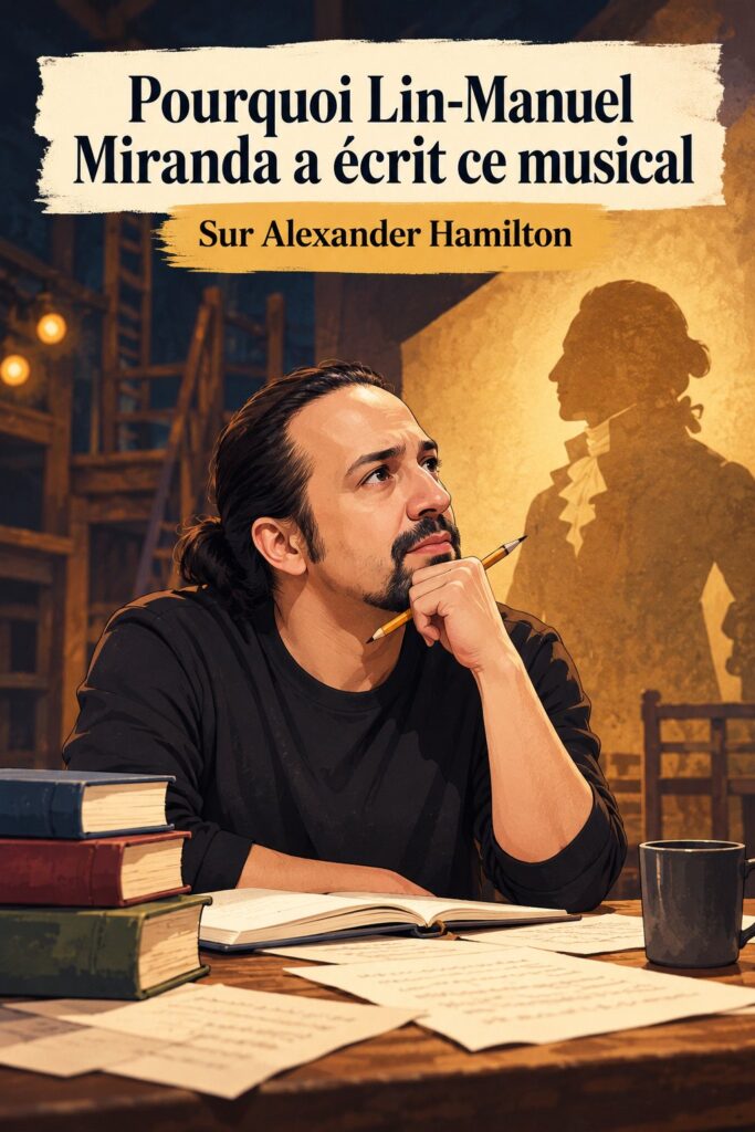Affiche de la comédie musicale Hamilton mettant en avant Lin-Manuel Miranda, un symbole d'innovation artistique.