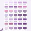 Illustration montrant des nuances de mauve avec leurs codes couleur pour un design inspirant.