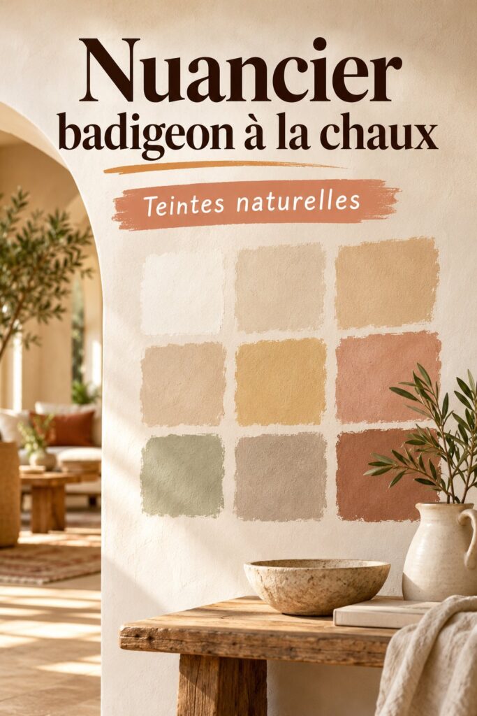 Nuancier de badigeon à la chaux avec plusieurs teintes naturelles