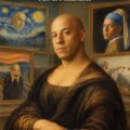 Début d'une œuvre d'art fan colorée transformant une scène classique.