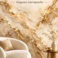 Papier peint marbré doré élégant dans un salon moderne