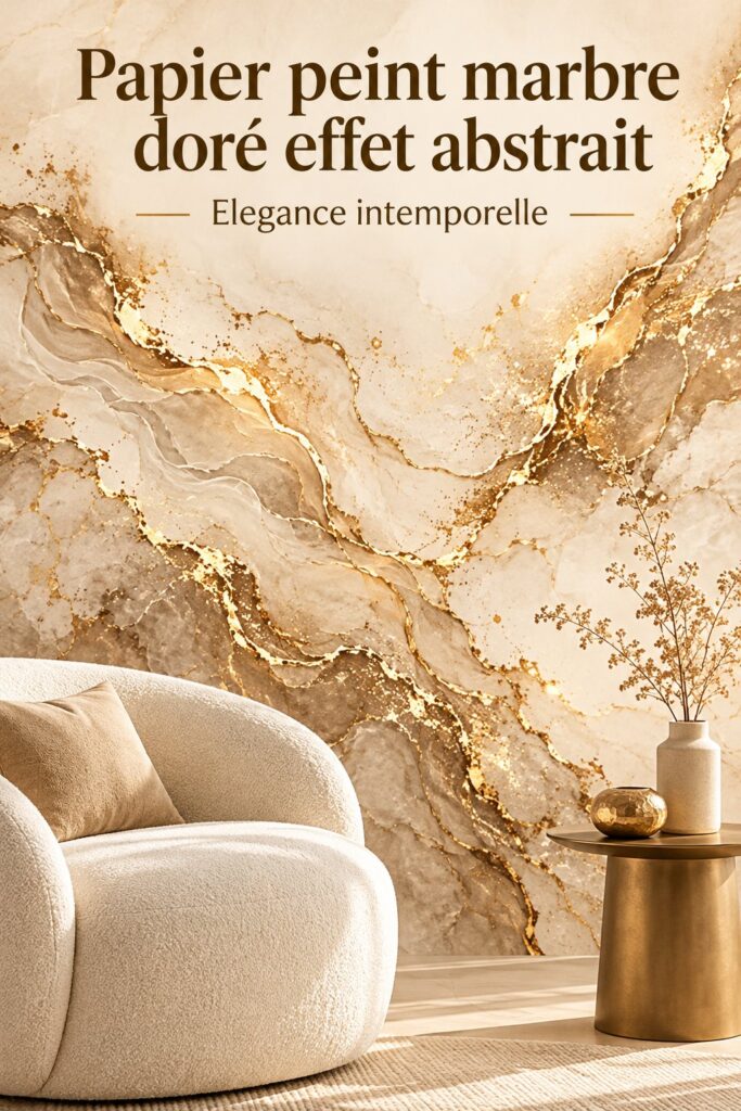 Papier peint marbré doré élégant dans un salon moderne