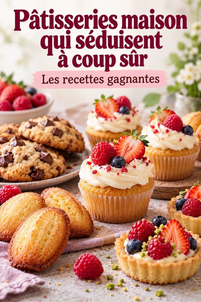 Une table ornée de diverses pâtisseries maison, colorées et appétissantes.