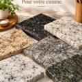 Comptoirs en granit de différentes teintes dans une cuisine élégante